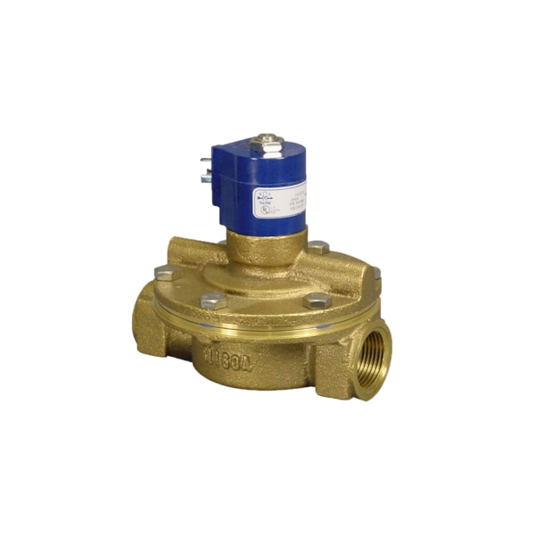 Solenoid Valve, 2-Way, 1 in Pipe Size, 120V/60V, 110V/50V, Diaphragm, Pilot Operated, Brass, NBR